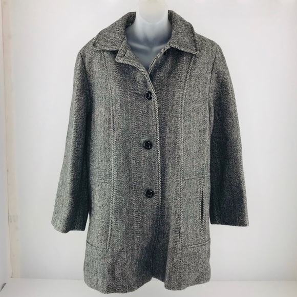 Herman Kay Jackets \u0026 Coats | Herman Kay Vintage Herringbone Coat | Color: Black/Gray | Size: L | Kelbo373's Closet